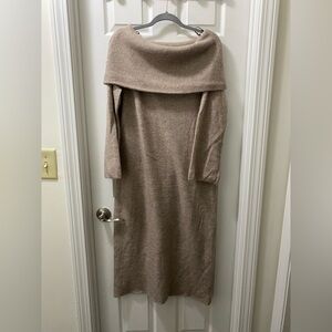 H&M Tan Off-the-Shoulder Sweater Dress